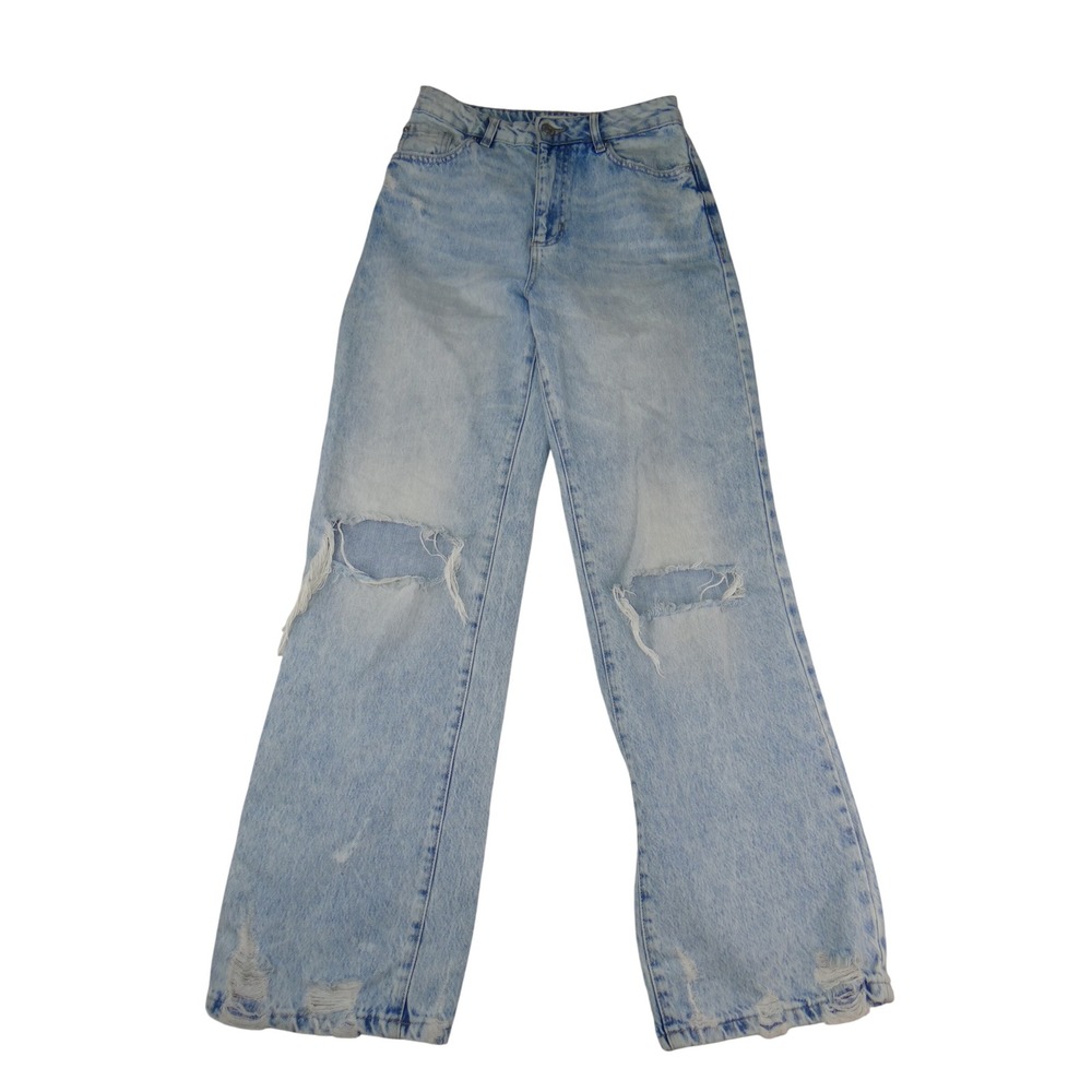 Garage Denim Light Wash Wide Leg Distressed High Rise Jeans Size 5 27 4488